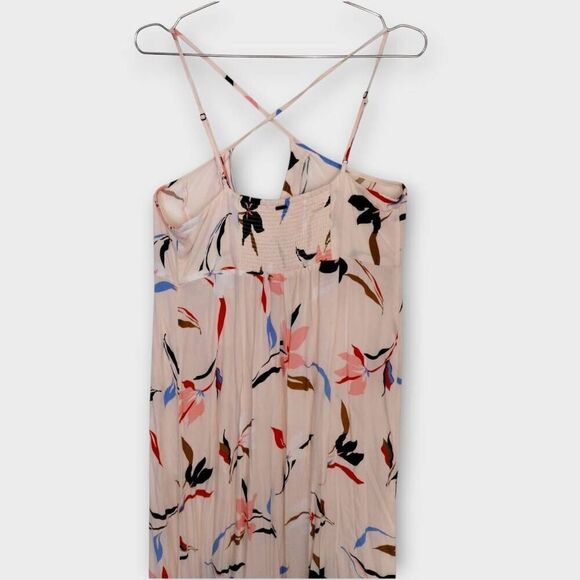 Oneil Womens Maxi Sz Large Peach Crepe Layered Strappy Peach Floral Cottagecore - Picture 11 of 16